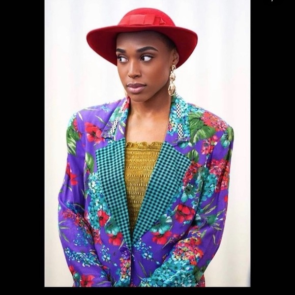 Vintage 90's Patchwork Floral Oversized Blazer - Picture 1 of 5